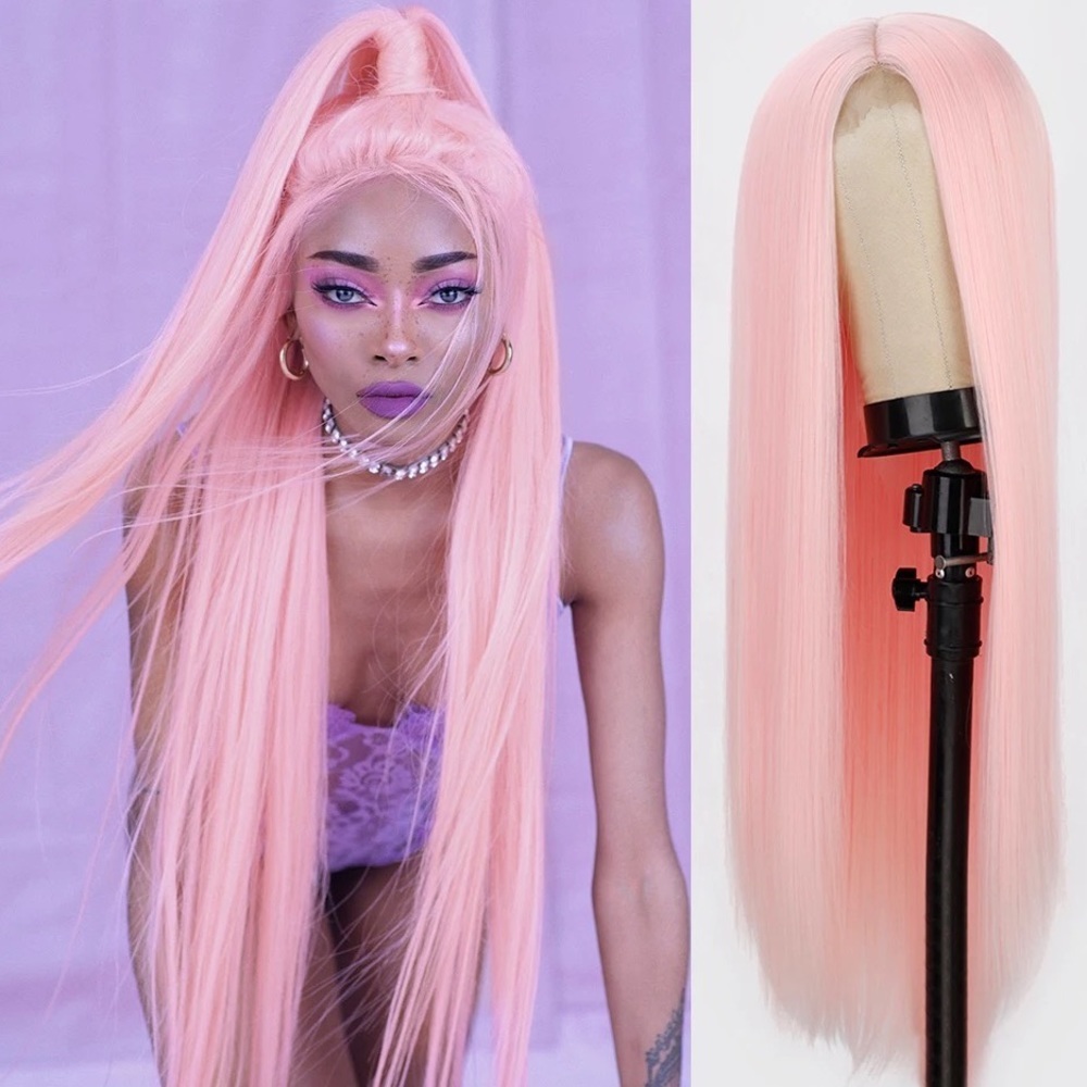 - 24” BABY PINK STRAIGHT lace front wig *NEW*
